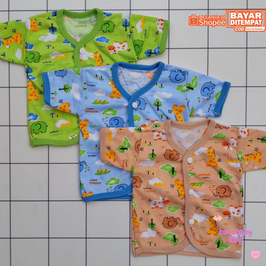 Piyama pendek bayi Cico Miko Happy Jungle Series 0-6 Bulan 3 PCS