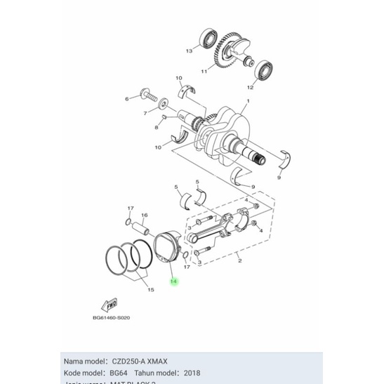SEHER PISTON XMAX X MAX ASLI ORI YAMAHA BG6 E1631 00