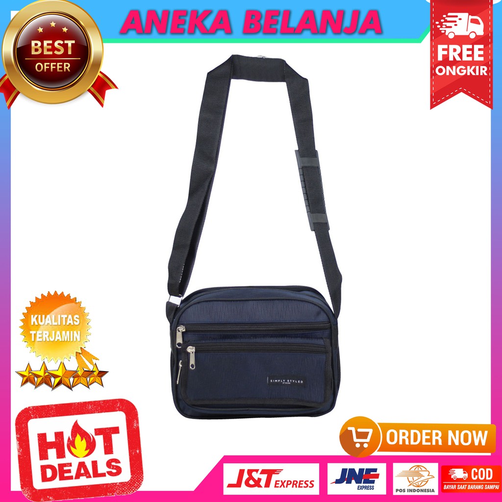 Tas Selempang Khusus Cowok Simply Besar Biru Kekinian Trendy Ekonomis Berkualitas Kuat Tebal Casual