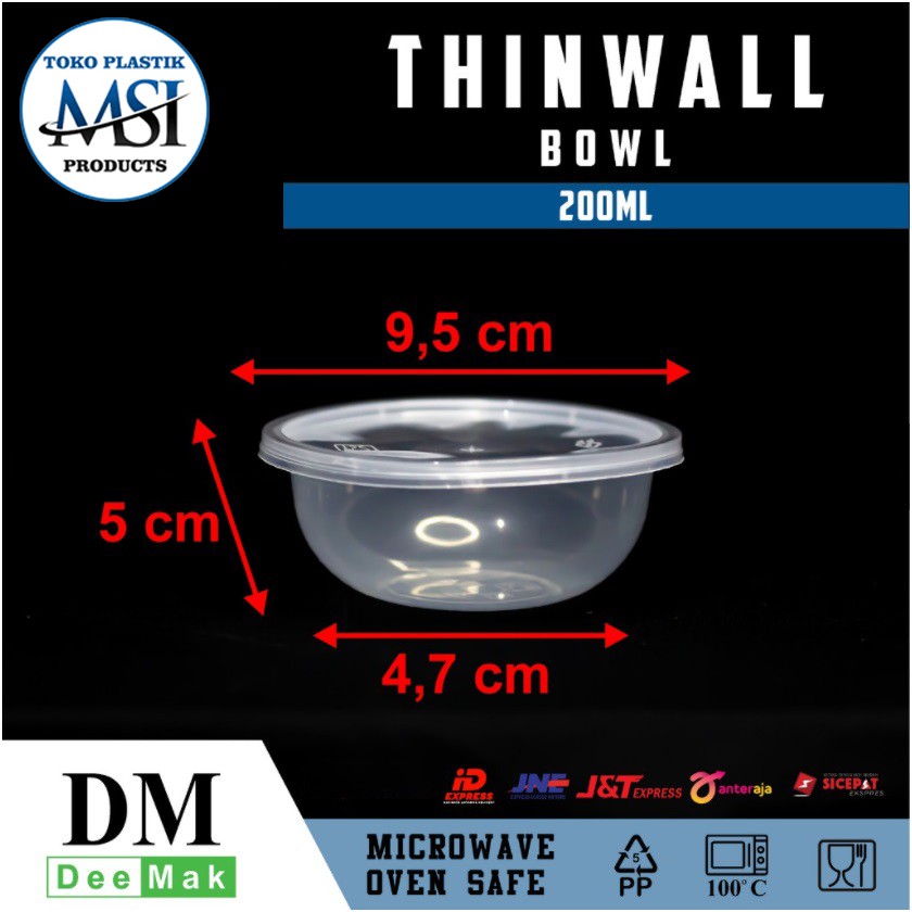 Thinwall RB 200ml-300ml-400ml-450ml-500ml |Thinwall Mangkuk Round Bowl 200ml-300ml-400ml-450ml-500ml | Repack isi 10 Pcs |