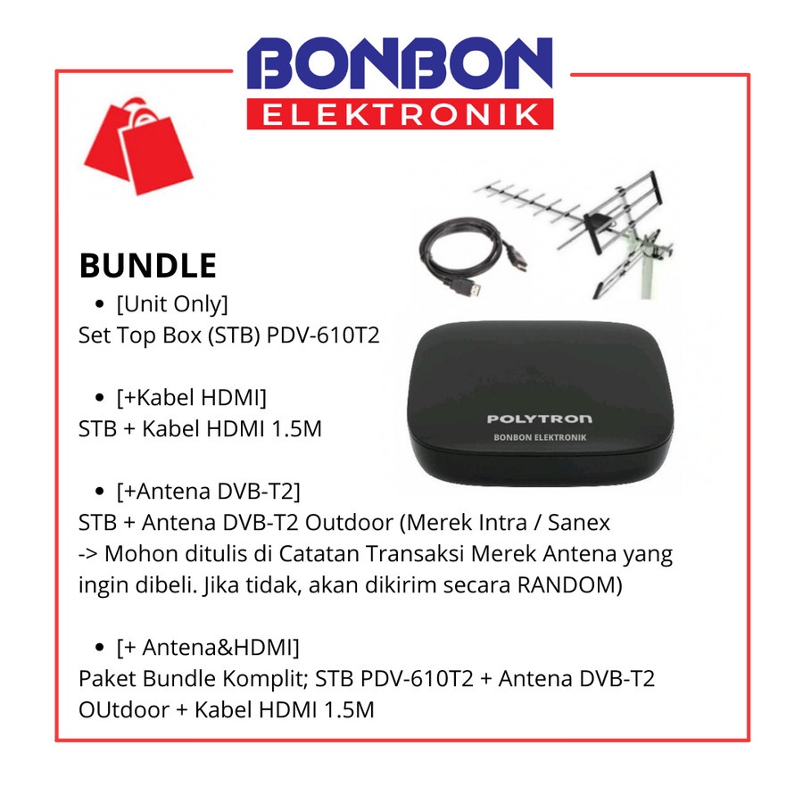 Polytron Set Top Box PDV-610T2 / PDV 700T2 DVB T2 TV Receiver STB Siaran Digital PDV 610T2