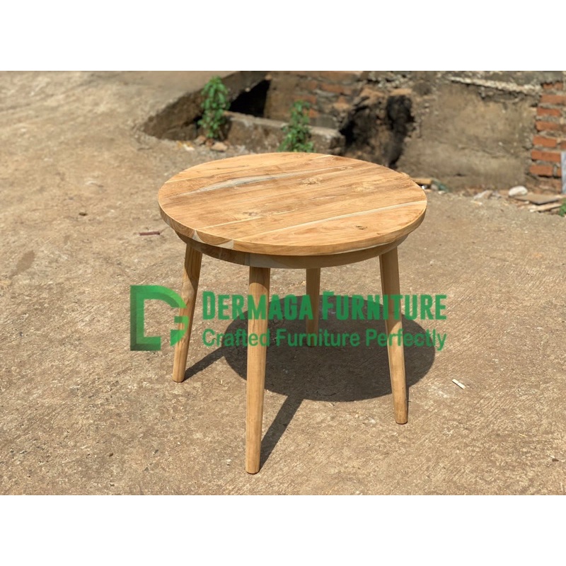 MEJA TERAS RETRO KAYU JATI MEJA KECIL MEJA BULAT RETRO MEJA MINIMALIS TERMURAH