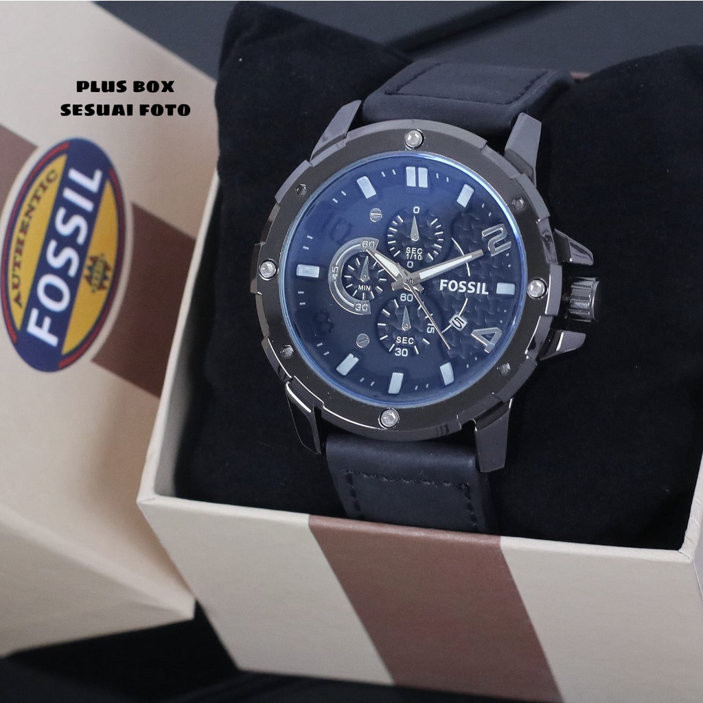 Jam Tangan Pria S51053L Tali Kulit Tanggal Aktif Chrono Varian Free Box Exclusive&amp; Baterai