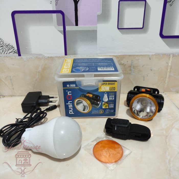 Push on HL-2830 Senter Kepala LED 30 Watt+Bohlam LED 5 Watt PUSH ON HL-2830