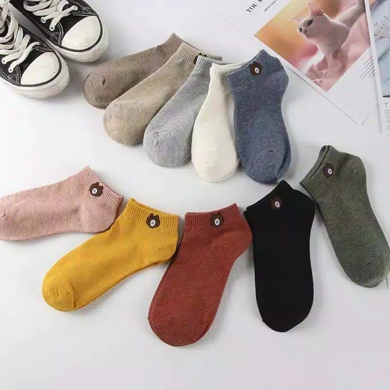 Kaos Kaki Pendek Semata Kaki Love Polos Beruang / Ankle Cute / Socks / Short Socks