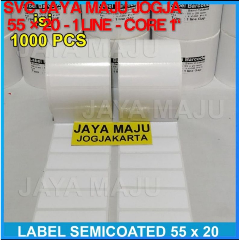 

55 X 20 SEMICOATED - 1 LINE - FACE OUT - ISI 1.000 PCS || CORE 1" || LABEL BARCODE PAKAI RIBBON THERMAL TRANSFER STIKER LABEL APOTEK TOKO BAJU PAKAIAN GAMIS HIJAB JILBAB KAOS TOPI || 55X20 LABEL BARCODE PRINTER SEMICOAT - ISI 1000 PCS
