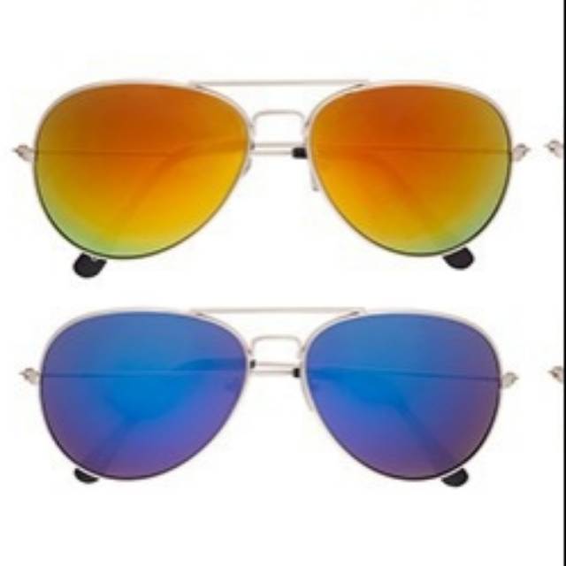 Kacamata Oval Aviator Warna BL Tangkai Silver 502ZJ