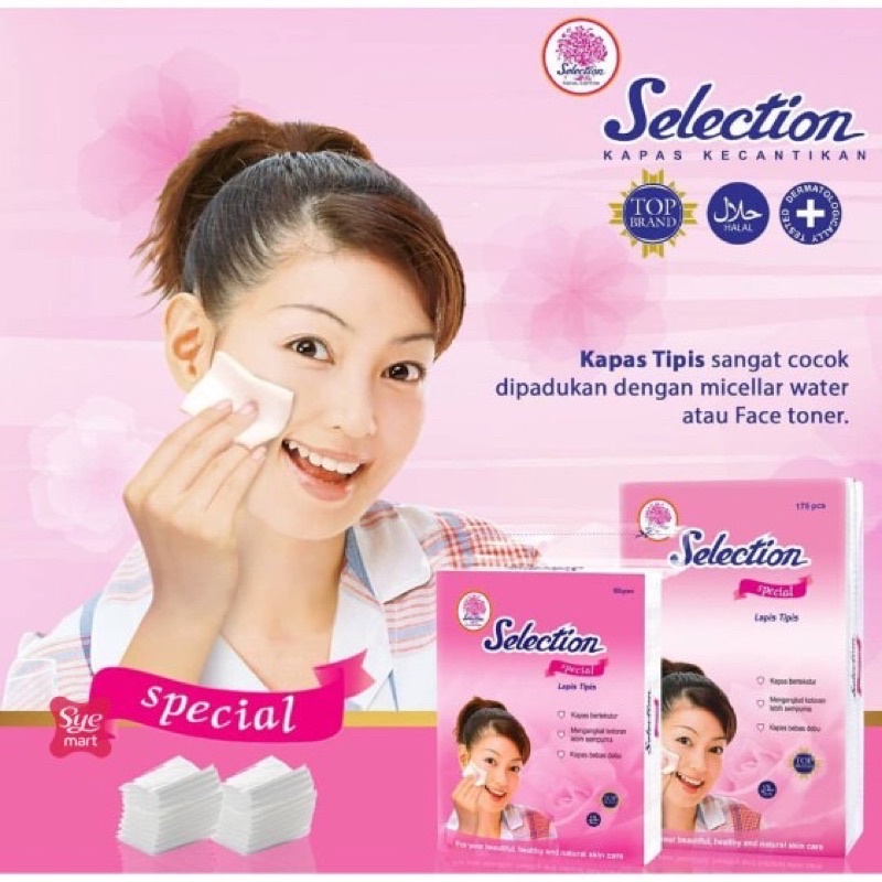 Kapas SELECTION Facial Cotton Round Kapas Wajah Tebal Tipis Oval Bulat Toner Pembersih Wajah Bulat | Cotton Bud