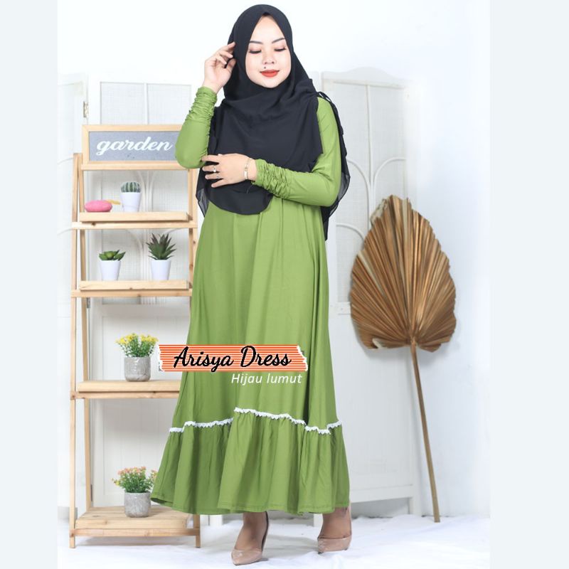Baju Gamis Jersey Dress Rimpel Rempel Plisket Lipit Renda Busui Polos Ada Saku Untuk Kondangan Pesta
