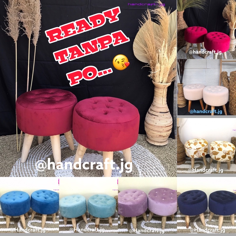 STOOL BULAT BLUDRU KANCING / SOFA STOOL BULAT BLUDRU KANCING / KURSI SOFA STOOL BLUDRU KANCING