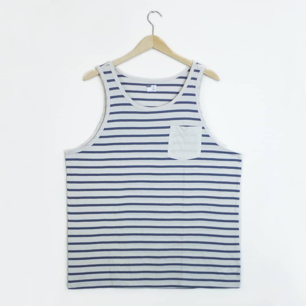 GAP Tanktop Pria striped pocket grey - blue [100% ORIGINAL]