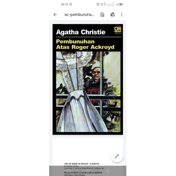 Novel Agatha Christie "The Murder of Roger Ackroyd (Pembunuhan atas Roger Ackroyd)"
