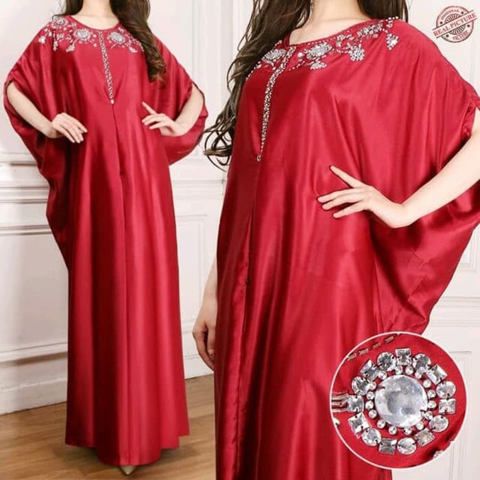 KAFTAN DRESS MUSLIM CANTIK MERAH MAROON/ BIRU NAVY DWIYANTI WIRRY ThevaStore