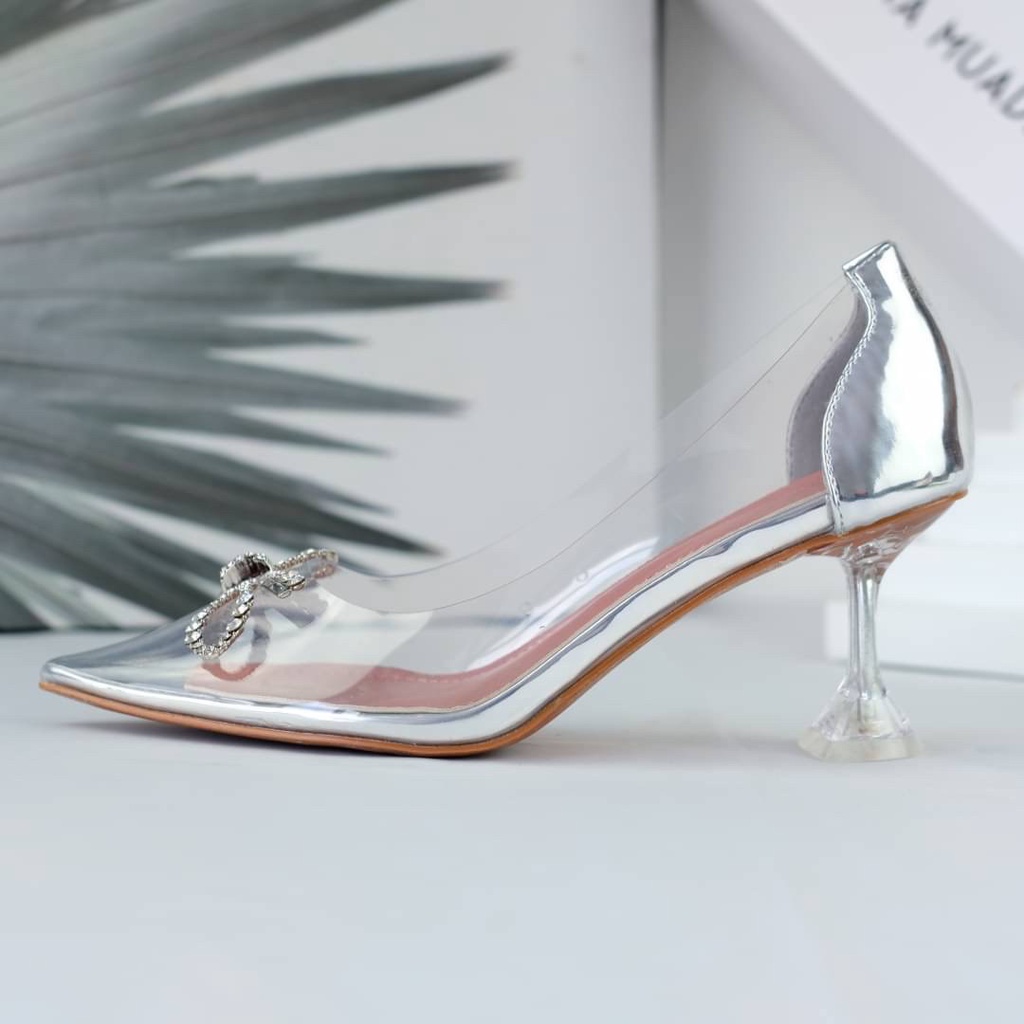 [7.7 Boombastis Sale⚡] - SEPATU WANITA AMS KACA GLASS HIGH HEELS AMS012 PREMIUM IMPORT