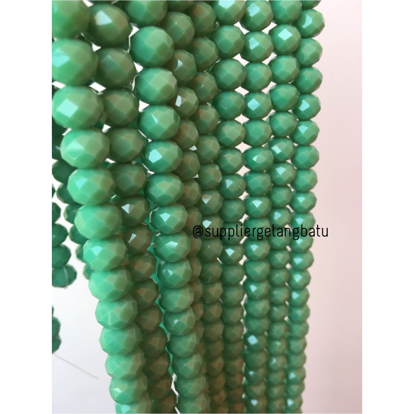 Kristal Ceko kilap 10mm HIJAU TOSCA light green bahan perhiasan donat aksesoris bahan supplier craft