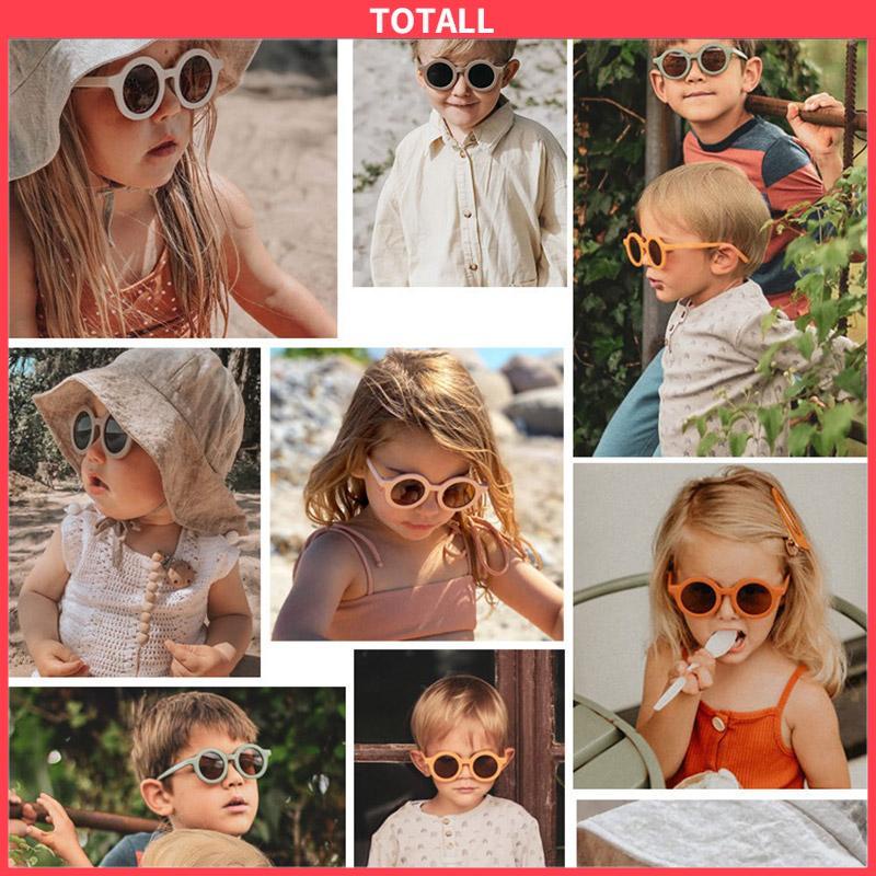 COD Kacamata Hitam Anak Matte Bingkai Bulat Trendi Retro Cute Clear Vision-Totall