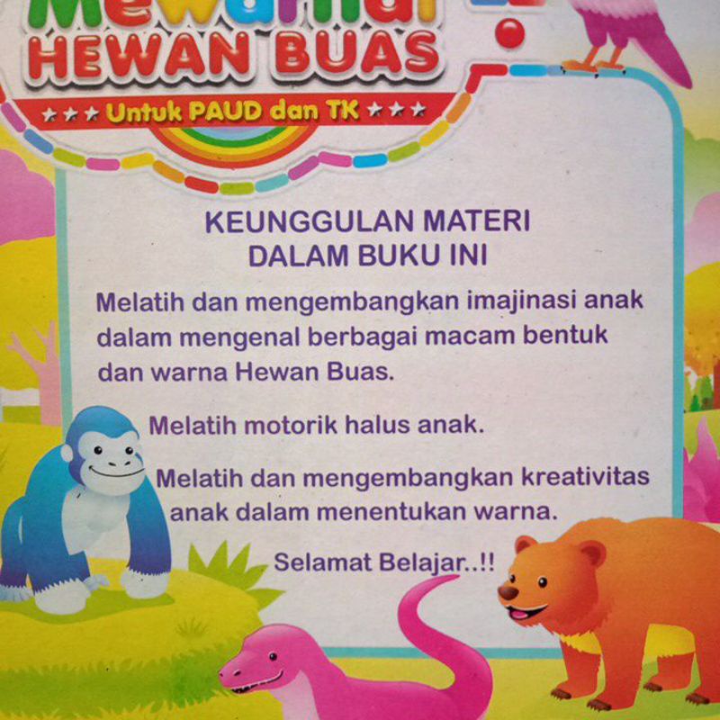 Buku Mewarnai Hewan Buas Untuk Paud Tk