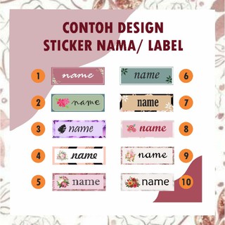 Sticker Nama/ Label | Custom Sticker Nama/ Label Motif Flowers | FREE CUTTING #Style1