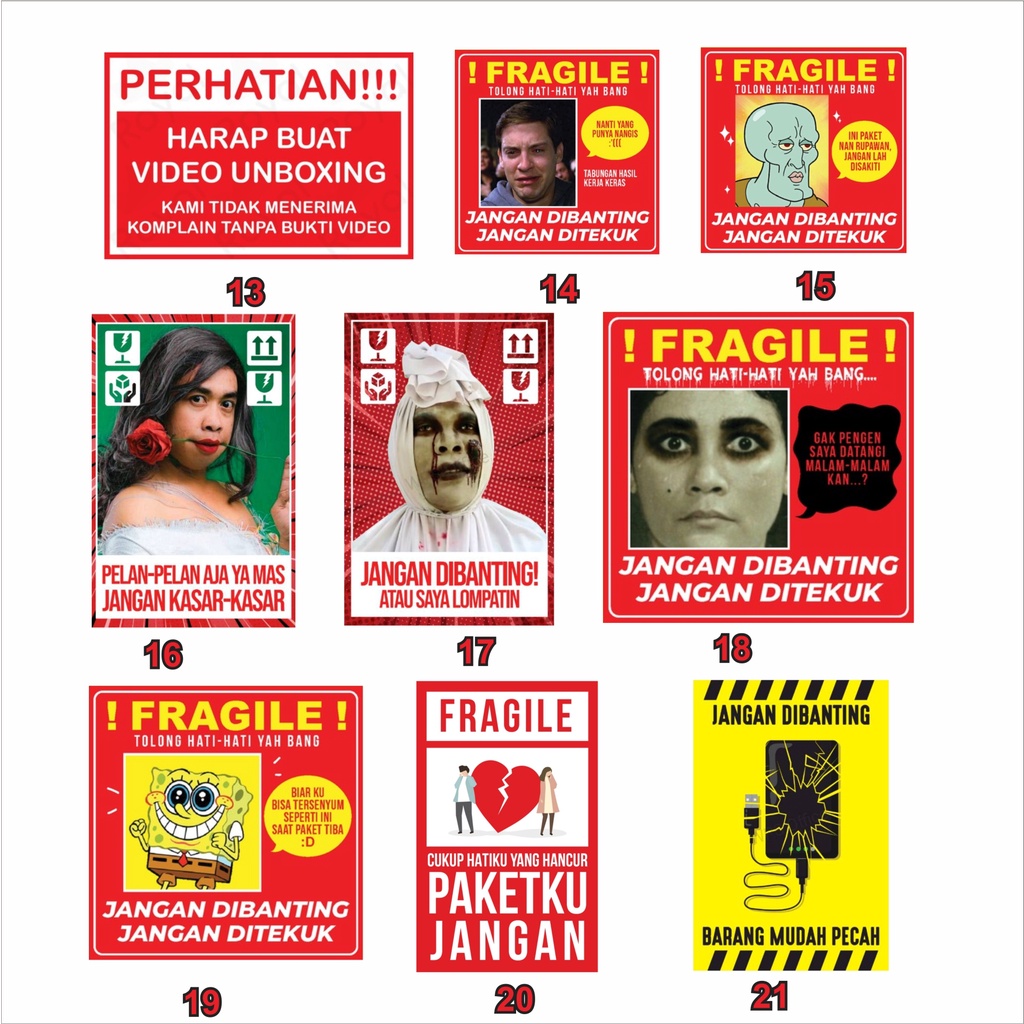 stiker fragile / STICKER FRAGILE | STIKER JANGAN DIBANTING LUCU / stiker awas barang mudah pecah