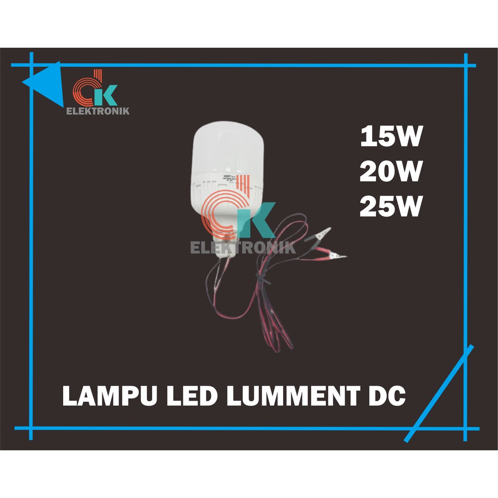 Lampu LED LUMMENT DC BULB Aki Solar Cell Panel Surya DC 12V Kabel Capit Bohlam Accu Emergency