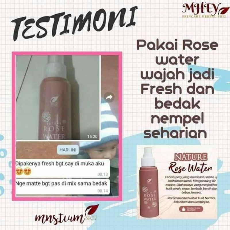 Nature Rose Water SR12 Facial Spray Face Mist Penyegar Wajah Flek Hitam Berminyak BPOM