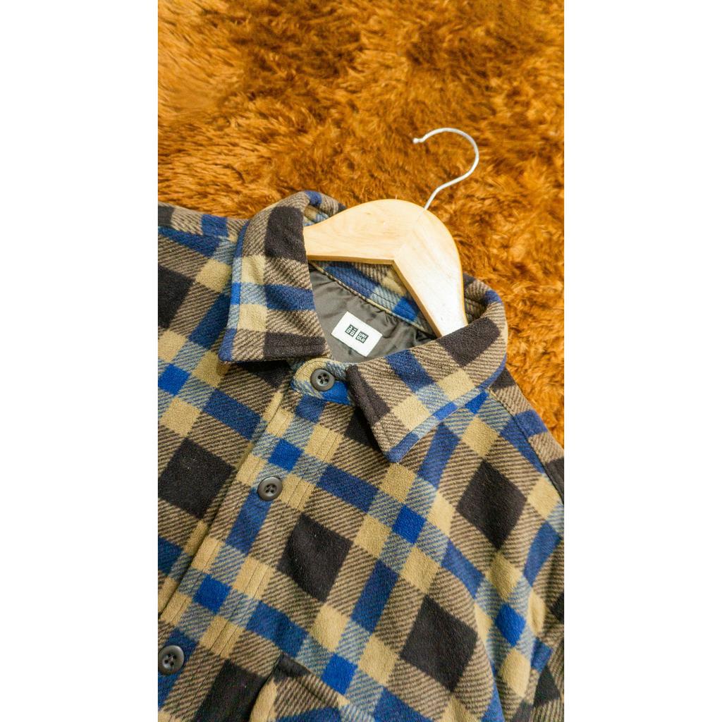 Uniqlo Flannel Brown and Blue Stripes