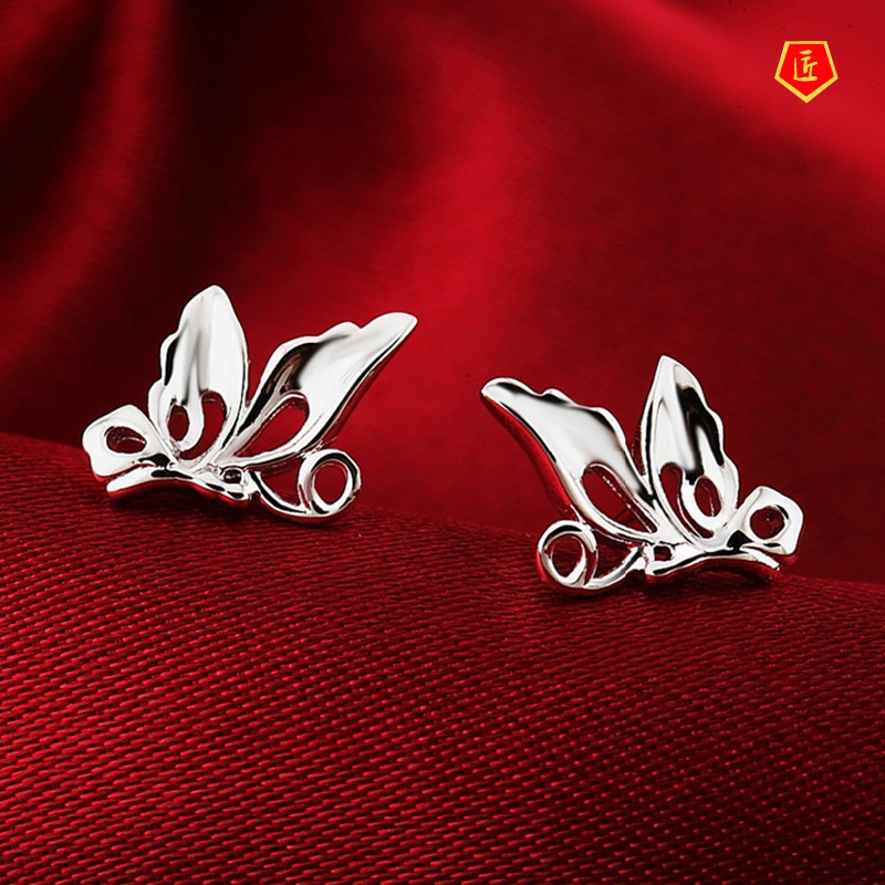 [Ready Stock]Delicate Silver Small Butterfly Stud Earrings for Women