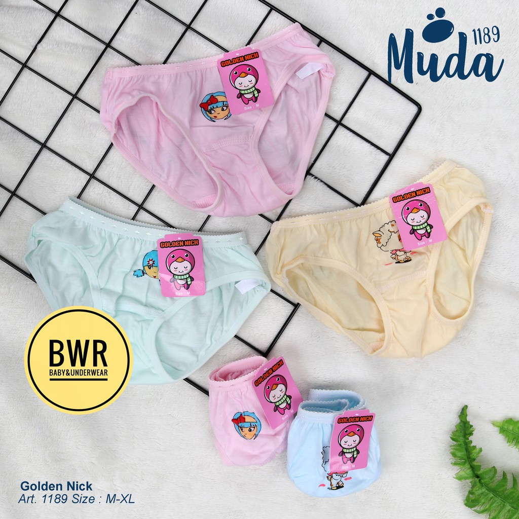 [ 6pc ] CD Golden Nick Anak MUDA 1189 [ V UA2 - WA2 ] Celana Dalam Anak Perempuan - Bwr