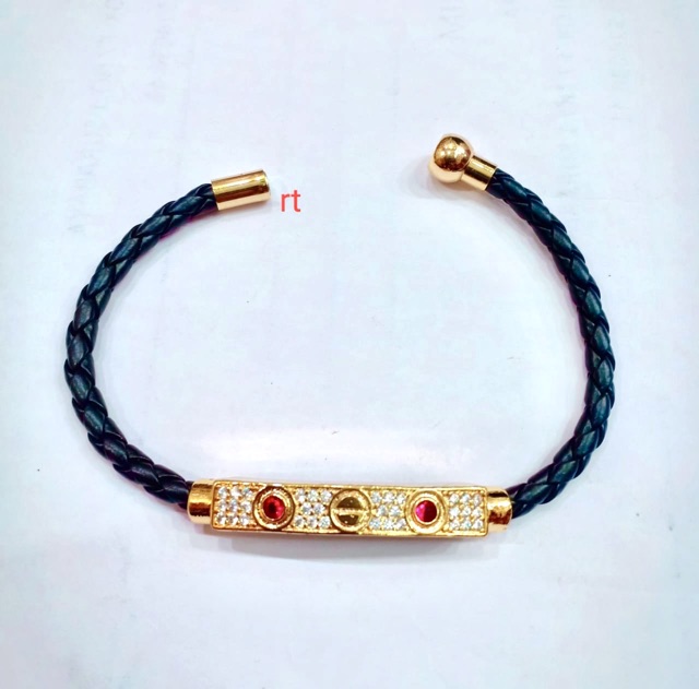 Gelang tangan wanita kulit variasi lapis emas