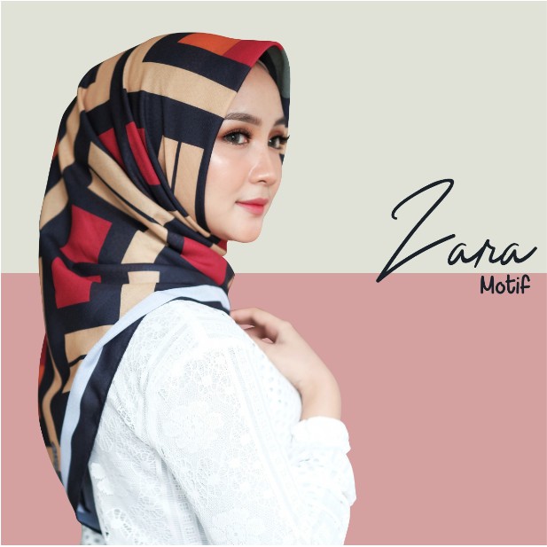 Zara Voal Printed Scarf by Zaneva l Zaneva Hijab Segi empat premium l Hijab Motif Best Seller