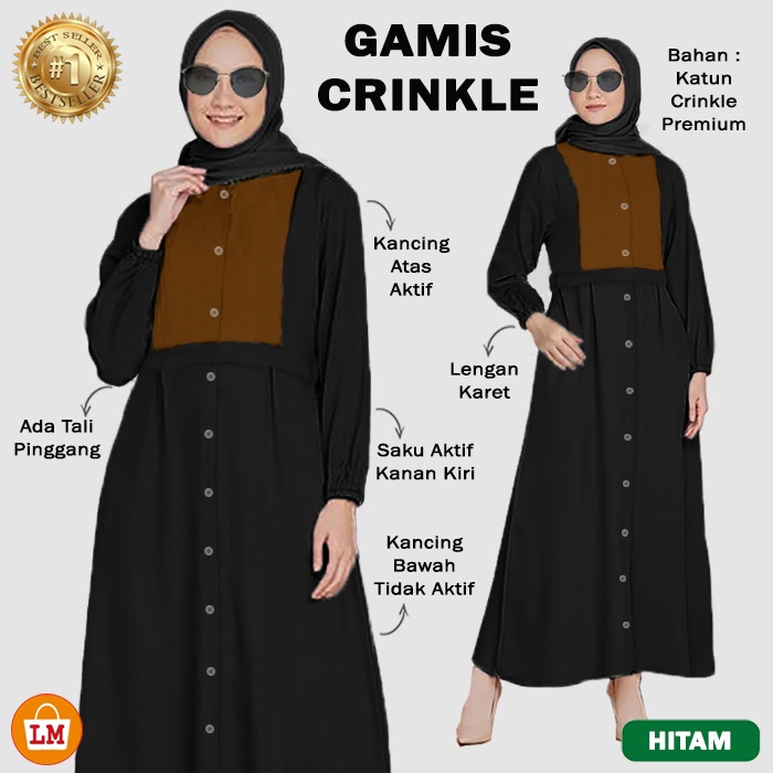 Baju Dress Wanita Muslim GAMIS CRINKLE Katun JUMBO All Size Fit To XL TERMURAH TERLARIS LMS 28783