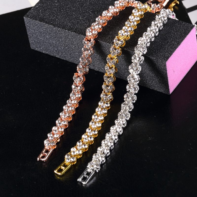 Luxury Roman Diamond Bracelet Zircon Crystal Bracelet Women Fashion Jewelry