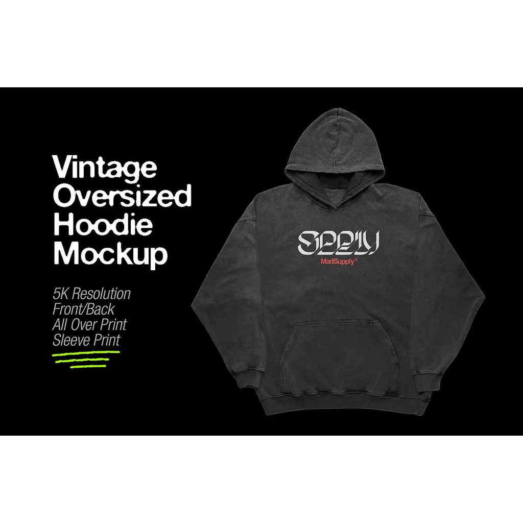 Vintage Pullover Hoodie Mockup - Photoshop