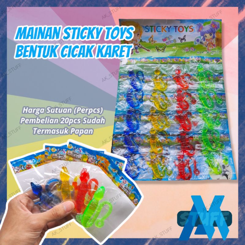 Cicak Karet Lengket Sticky Toys Ular Karet Ulat Daun Karet Mainan Murah Mainan Eceran Mainan Grosir 