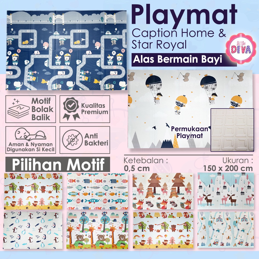 150x195 cm PLAYMAT BABY &amp; PLAYMAT BABY PREMIUM 150x200 cm Alas Bermain Bayi Anak  play mat matras motif bolak balik