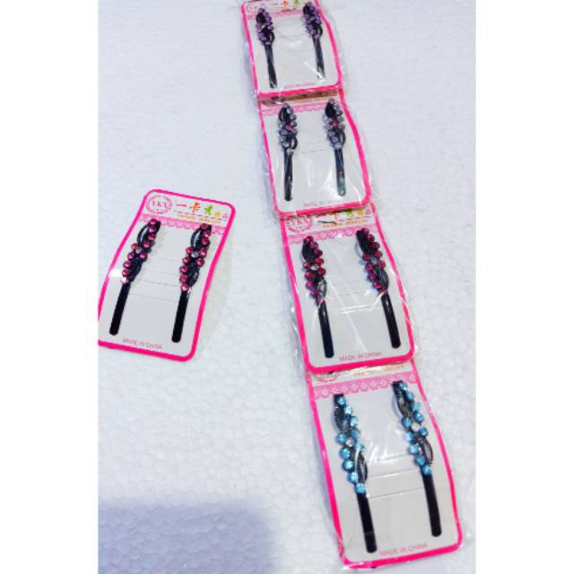 grosir  Jepit slip bobs pins permata warna warni isi 10 pcs.