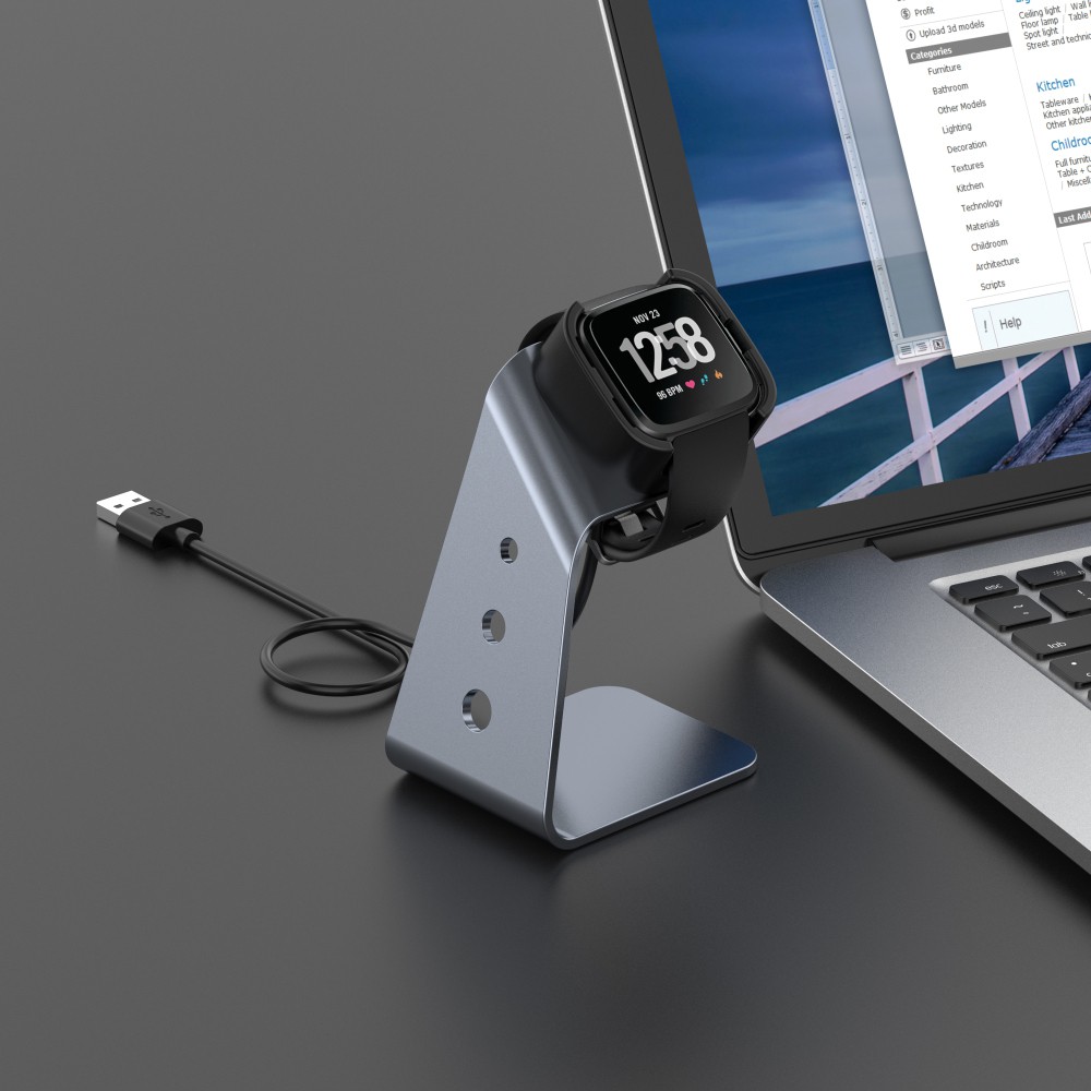 Dock Charging Vertikal Dengan Kabel Usb Untuk Smartwatch Fitbit Versa 2 Se