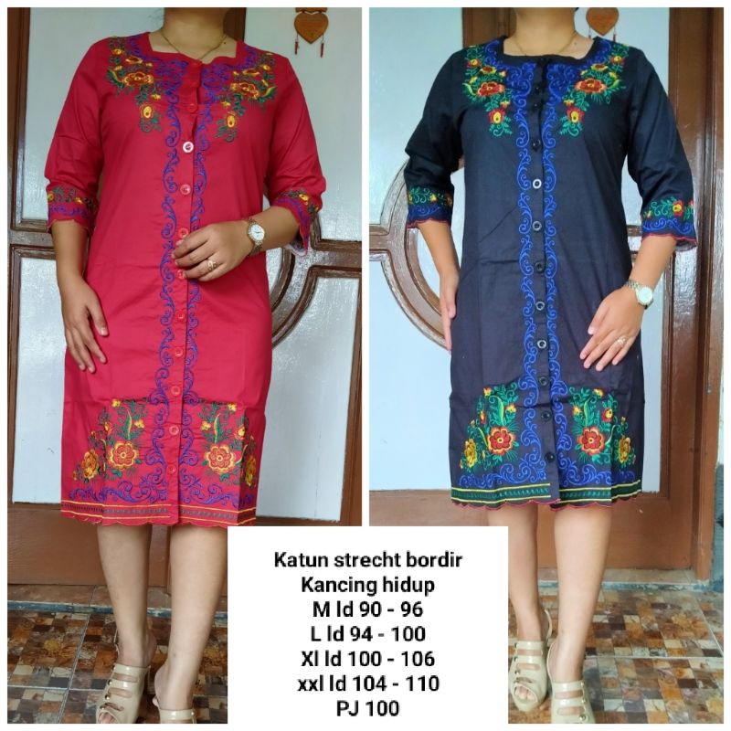 Dress bunga timbul bordir