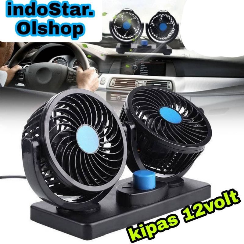 Kipas Angin Mobil 360 Degress Double Headed Fan 12VOLT⭐ IndoStar ⭐