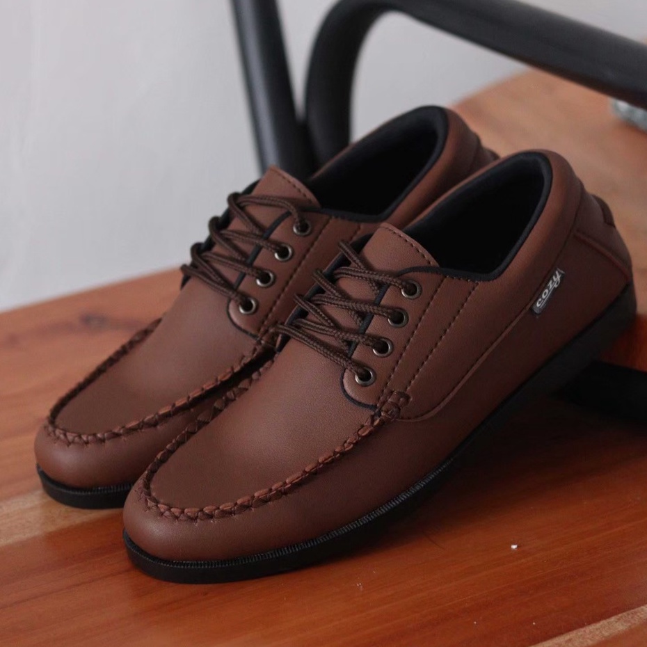 KONZE|Sepatu Formal Pantofel Pria Kulit Syintetik Kerja Kantor Kuliah Simple Original Distro