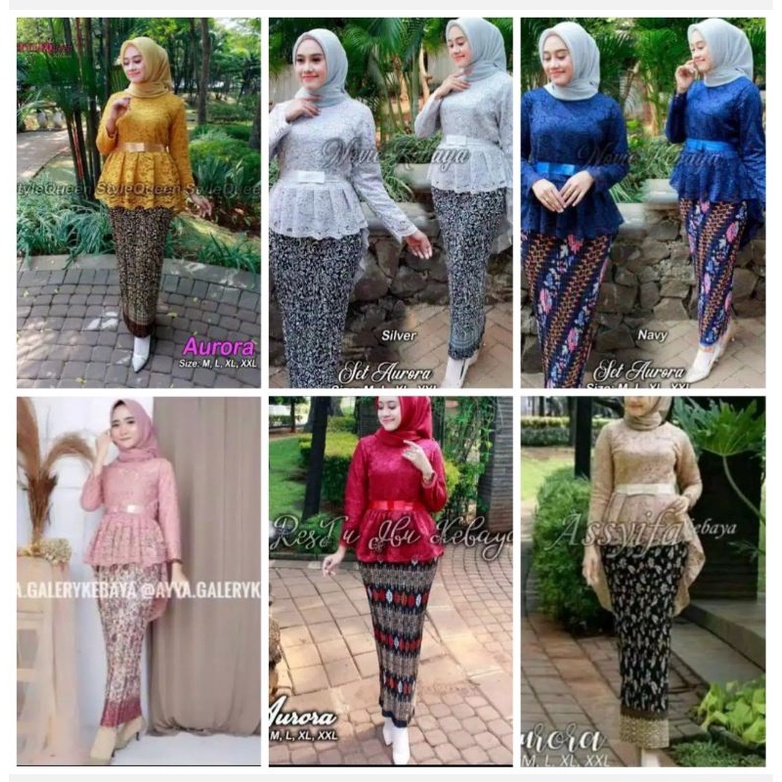 One set kebaya/kebaya aurora/kebaya brukat/kebaya wisuda/kebaya modern