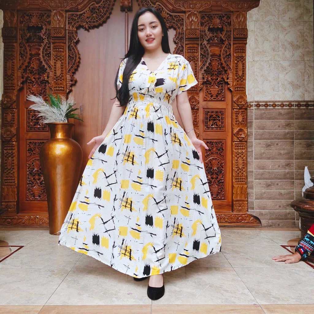DASTER MOZA PRINT | BALI LONGDRESS-AKITA YELLOW