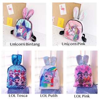  READY STOCK TAS  SEQUIN LOL  RANSEL USAP GLITTER NYALA LED  