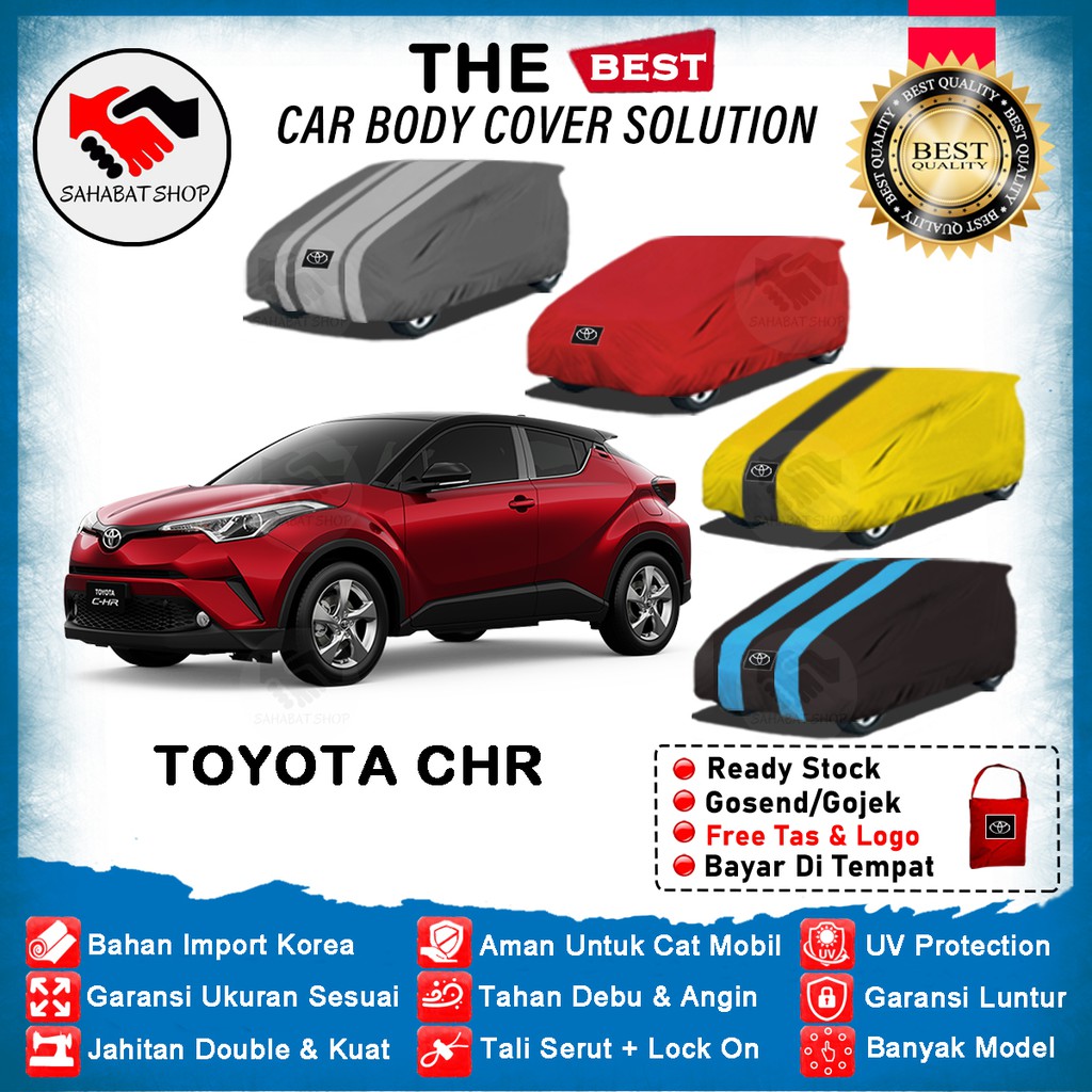 Sahabat Body Cover Mobil CHR / Sarung Penutup Toyota C-HR Outdoor 2017 2018 2019 2020 2021 2022 / Selimut Tutup Pelindung Mantel Kerudung Jas Mantol Kerodong Pembungkus Kelambu Tutupan Terpal Bungkus Mobil CHR Waterproof Anti Air Model Biru