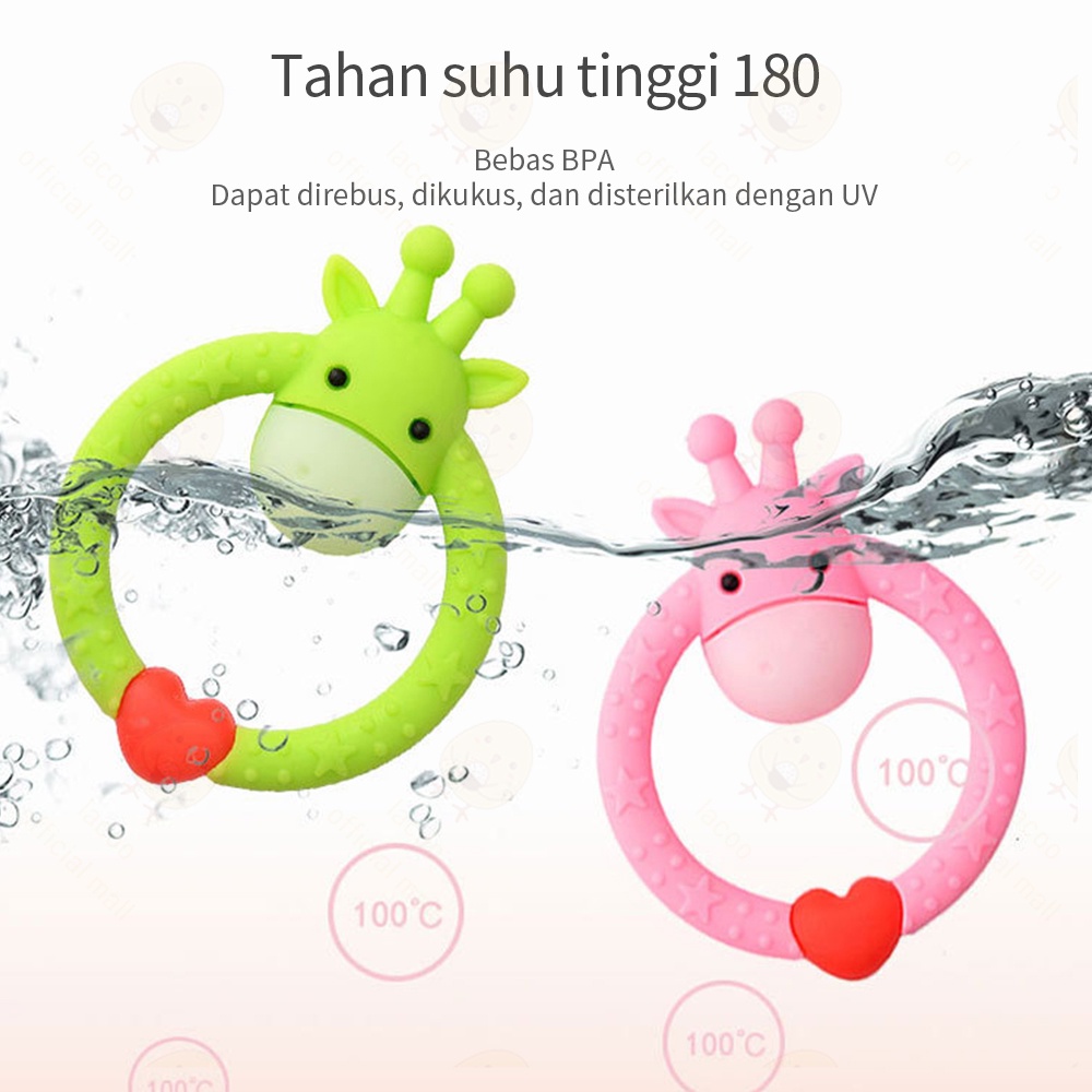 Lacoo Teether bayi silikon mainan gigitan bayi bentuk jerapah