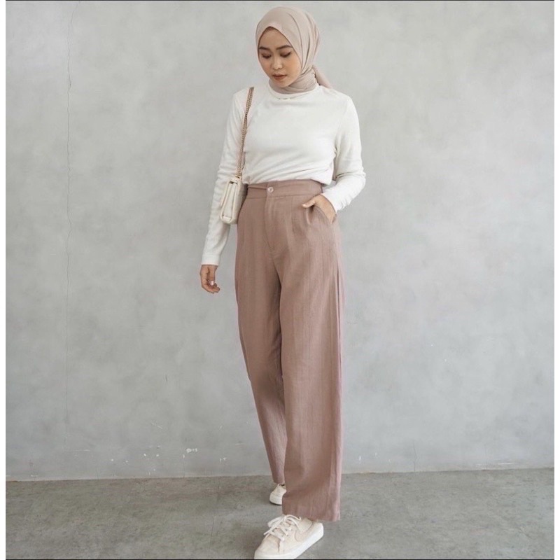 CELANA KULOT CRINKLE LINEN HIGHWAIST KEKINIAN