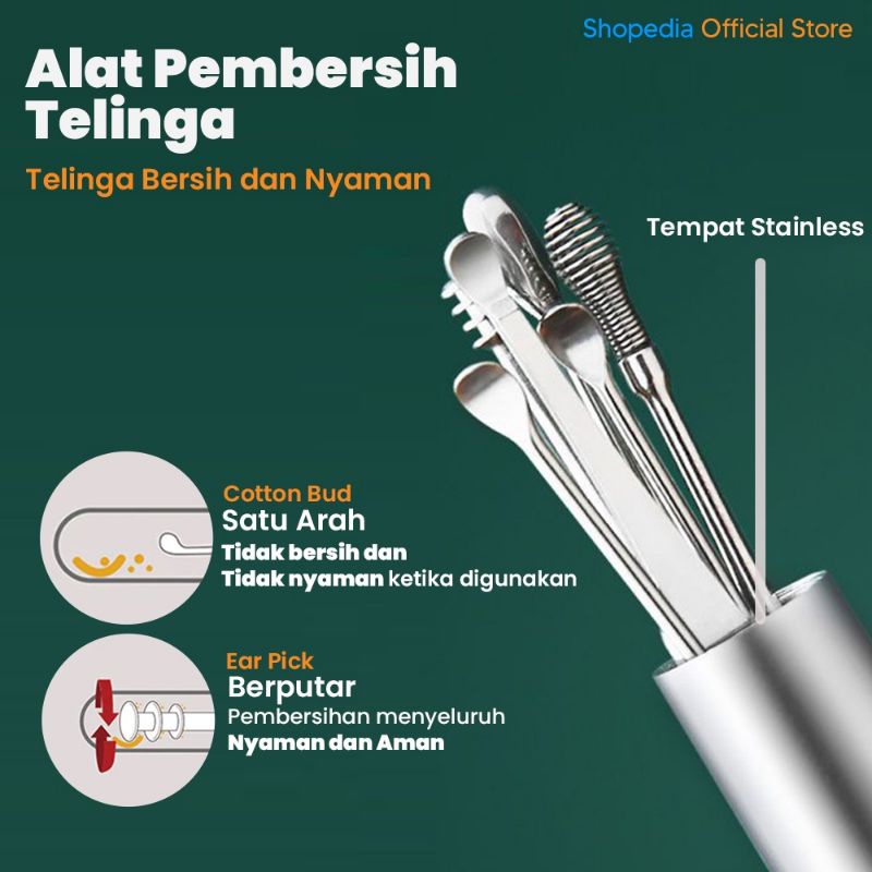 Ear Wax Picker 7 PCS Alat pembersih telinga 7 pcs Korek Kuping korek kuping besi stainless steel teb