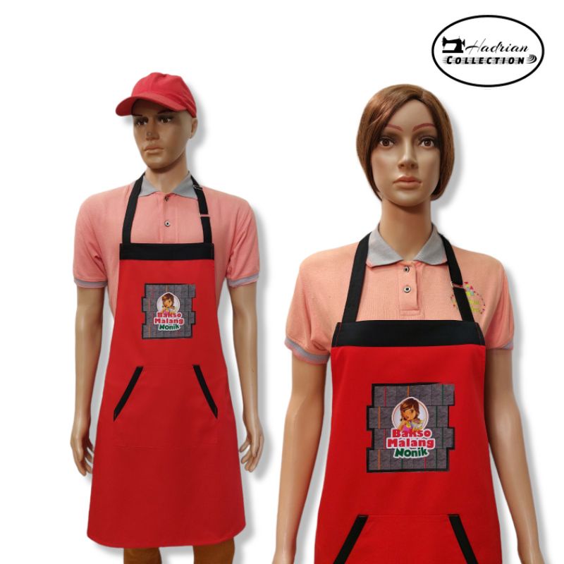 Apron Celemek Custom Sablon Digital - MIN ORDER 6 pcs sablon | polos satuan bisa