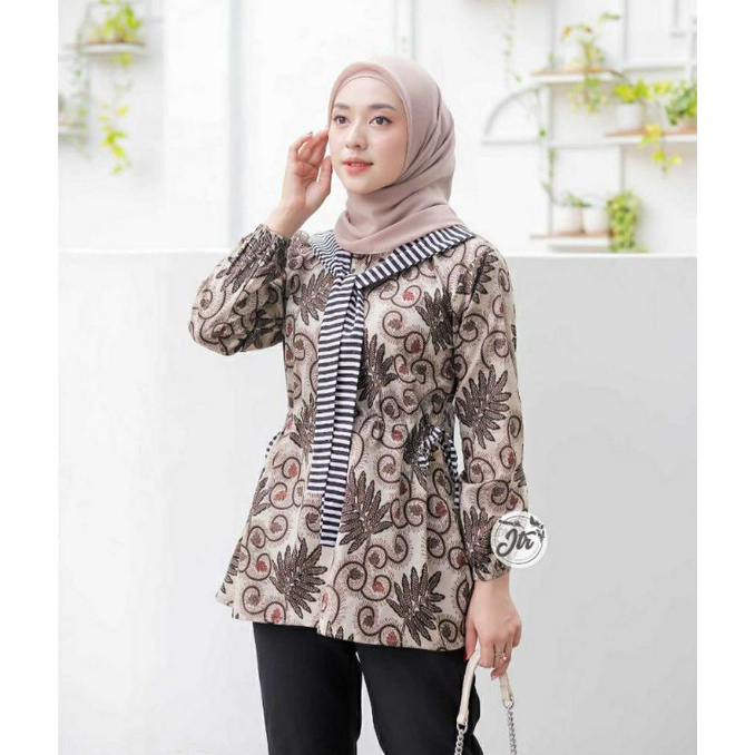 Baju Batik Wanita Modern Atasan Batik Wanita Kerja Kantor Tunik Batik Blouse Batik Kerja Wanita Kantor M L XL Seragam Batik