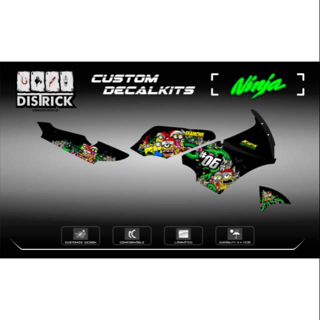 Striping decalkits Ninja 150 SSR mins body belakang Ninja R atau SSR